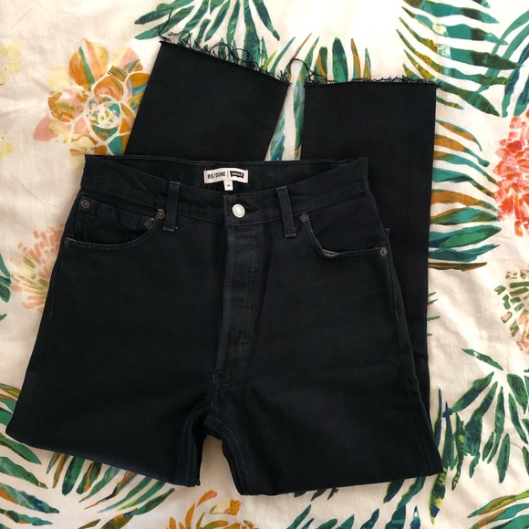 Re/Done Levi’s Destruction High Rise Ankle Crop - Picture 5 of 7